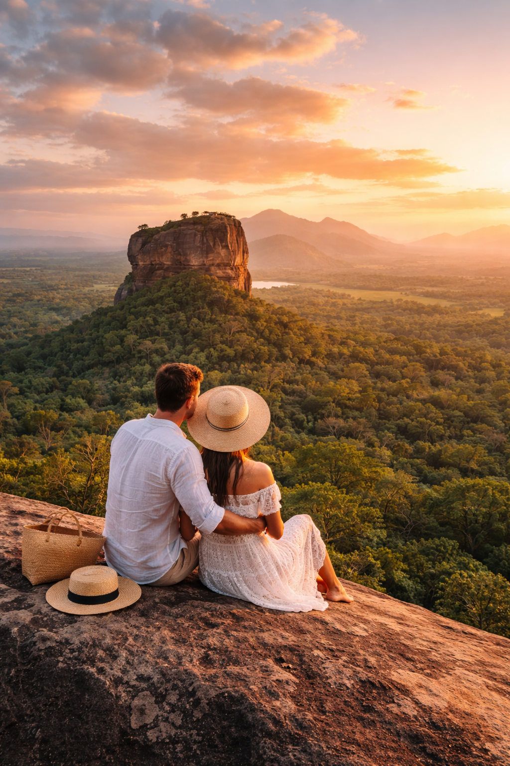 Romantic beach sunset walk in Sri Lanka honeymoon